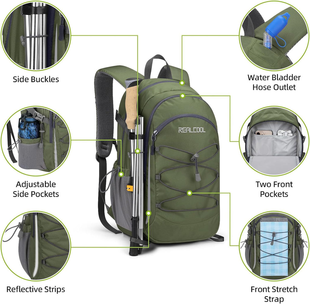 RealCool 20L Lightweight Hiking Backpack, Waterproof Daypack for Camping