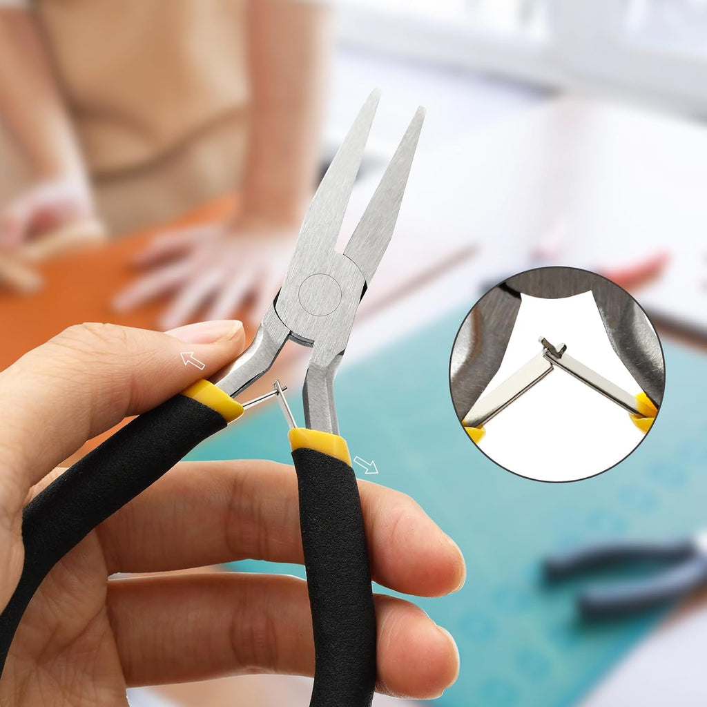 8-Piece 4.5-Inch Mini Pliers Kit - Long Nose, Diagonal, End Cutting, Bent Nose, Combination, Flat Nose, Needle Nose & Round Nose Tools for Jewelry Making