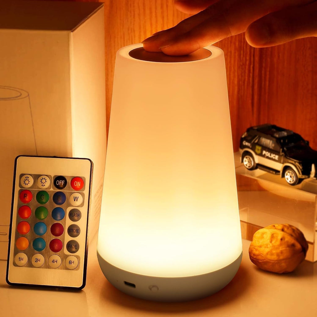 THAUSDAS Telecontrol Night Light Touch Lamp: 13 Colors, 5 Brightness, White