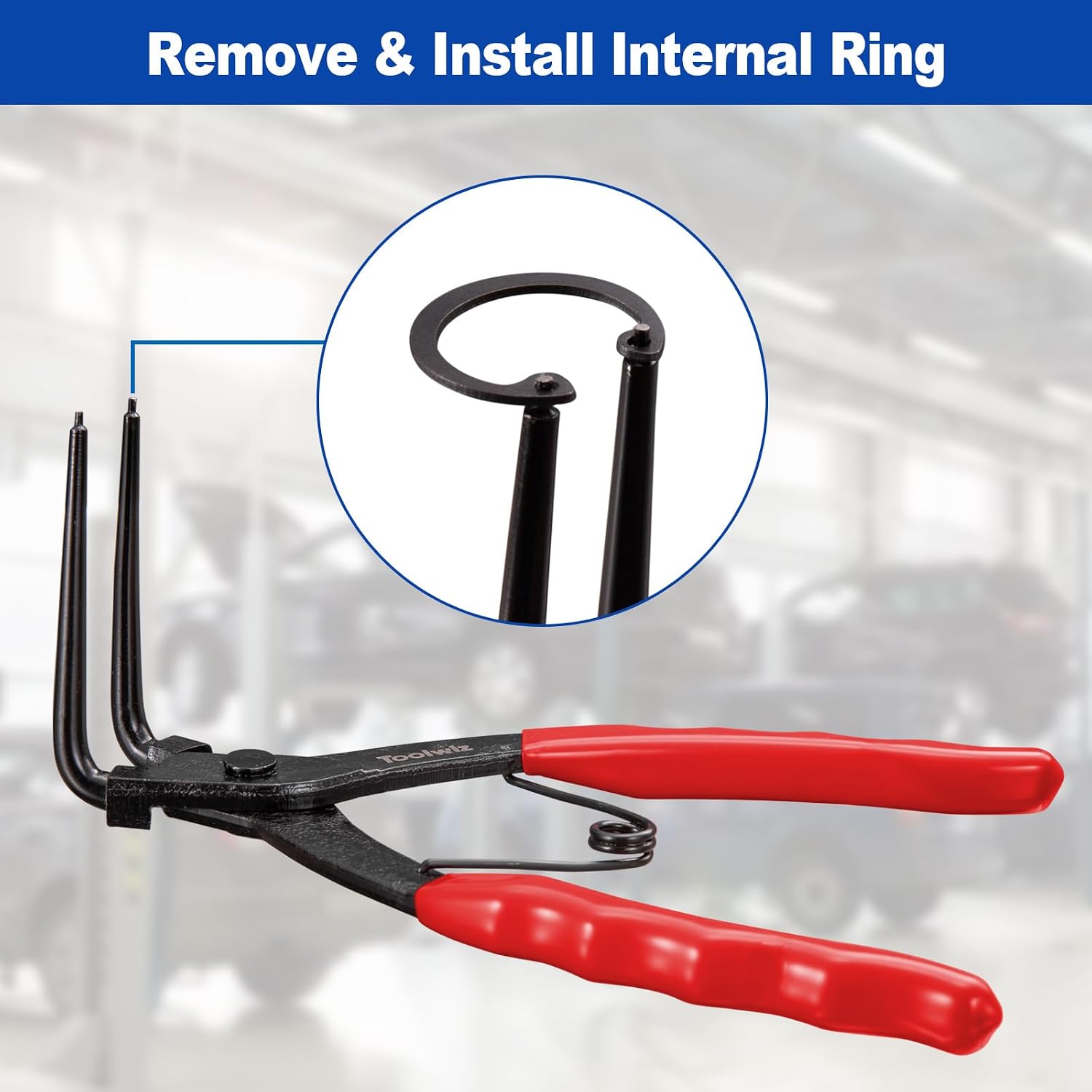 Toolwiz Snap Ring Pliers Heavy Duty, 90 Degree Internal Circlip Pliers, Red