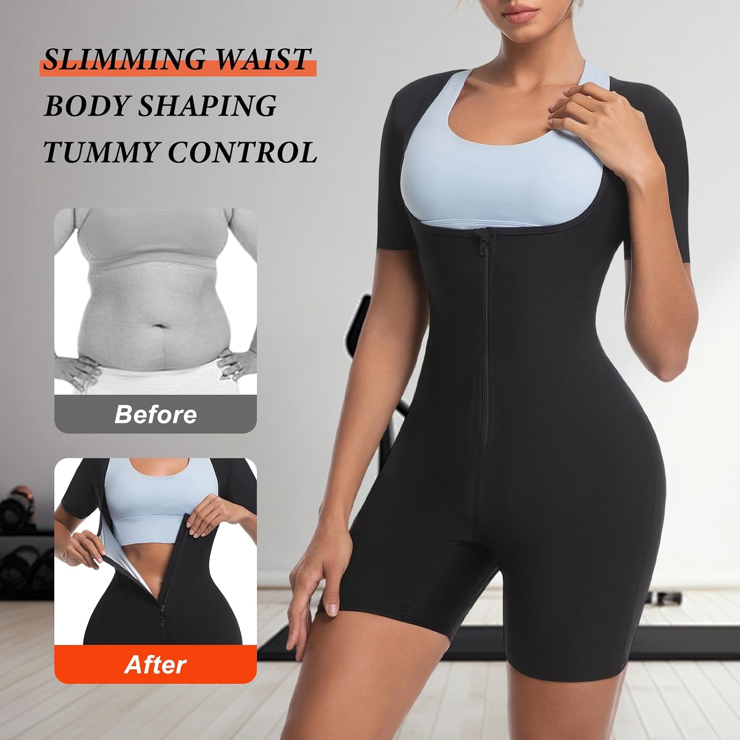 Sauna Suit for Women Weight Loss Sweat Waist Trainer Sweat Shirt Full Body Compression Shaperwear Slimming Workout