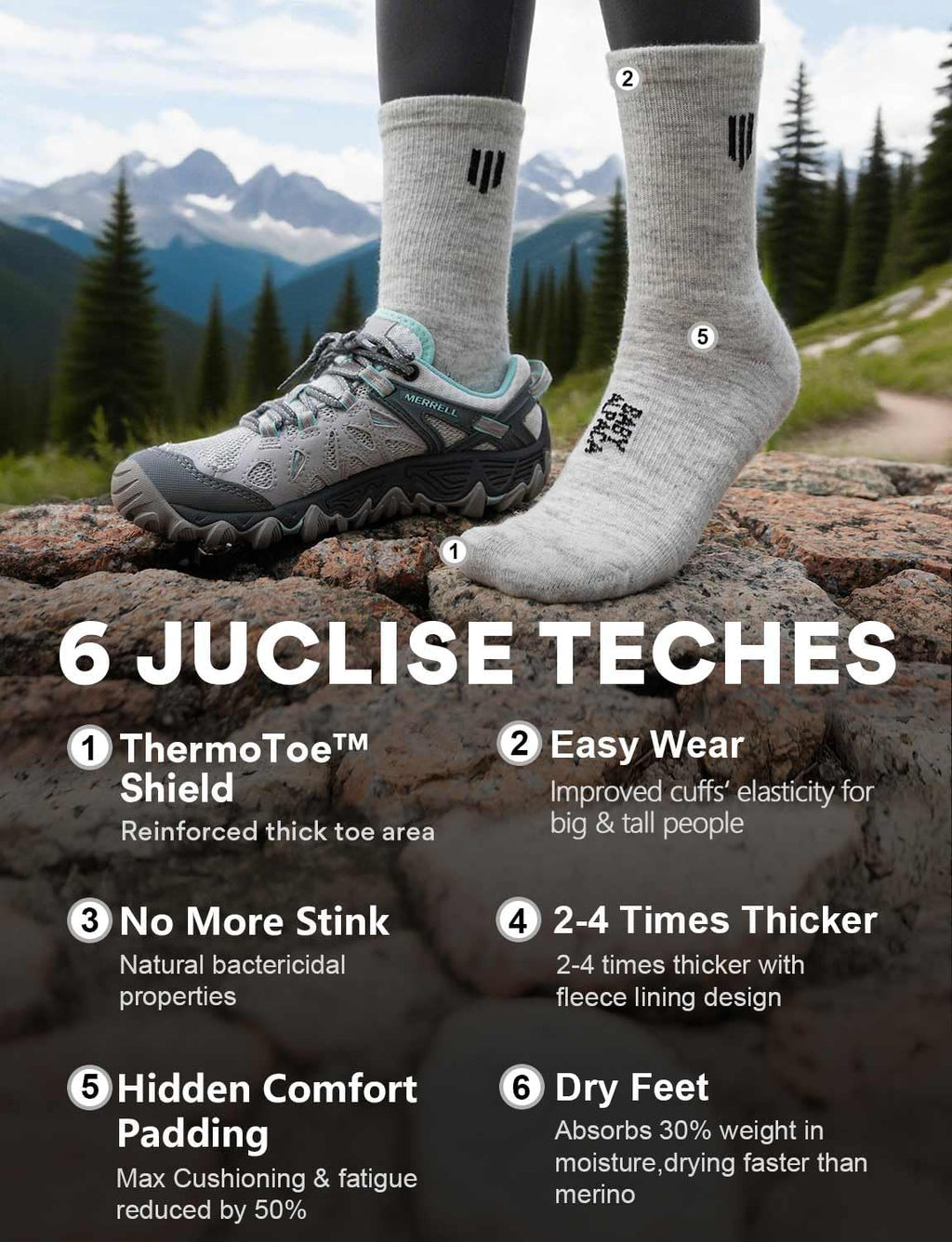 Juclise Baby Alpaca Wool Lightweight Micro Crew Socks for Men & Women