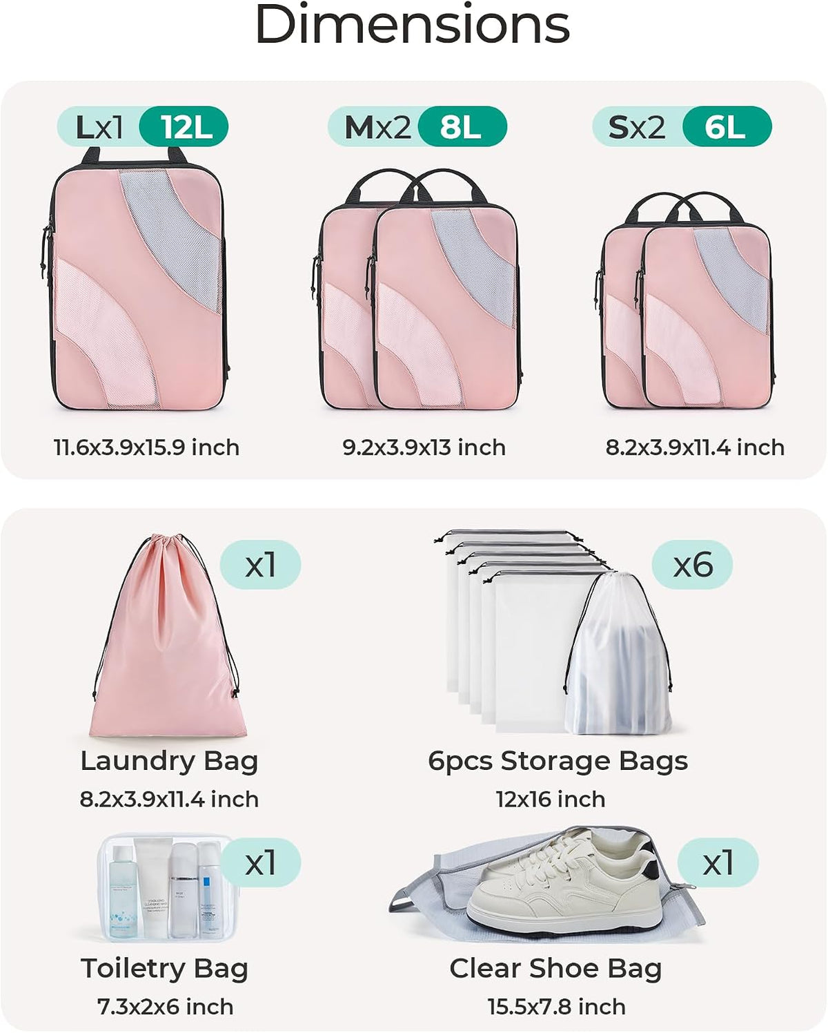 BAGSMART Compression Packing Cubes for Travel