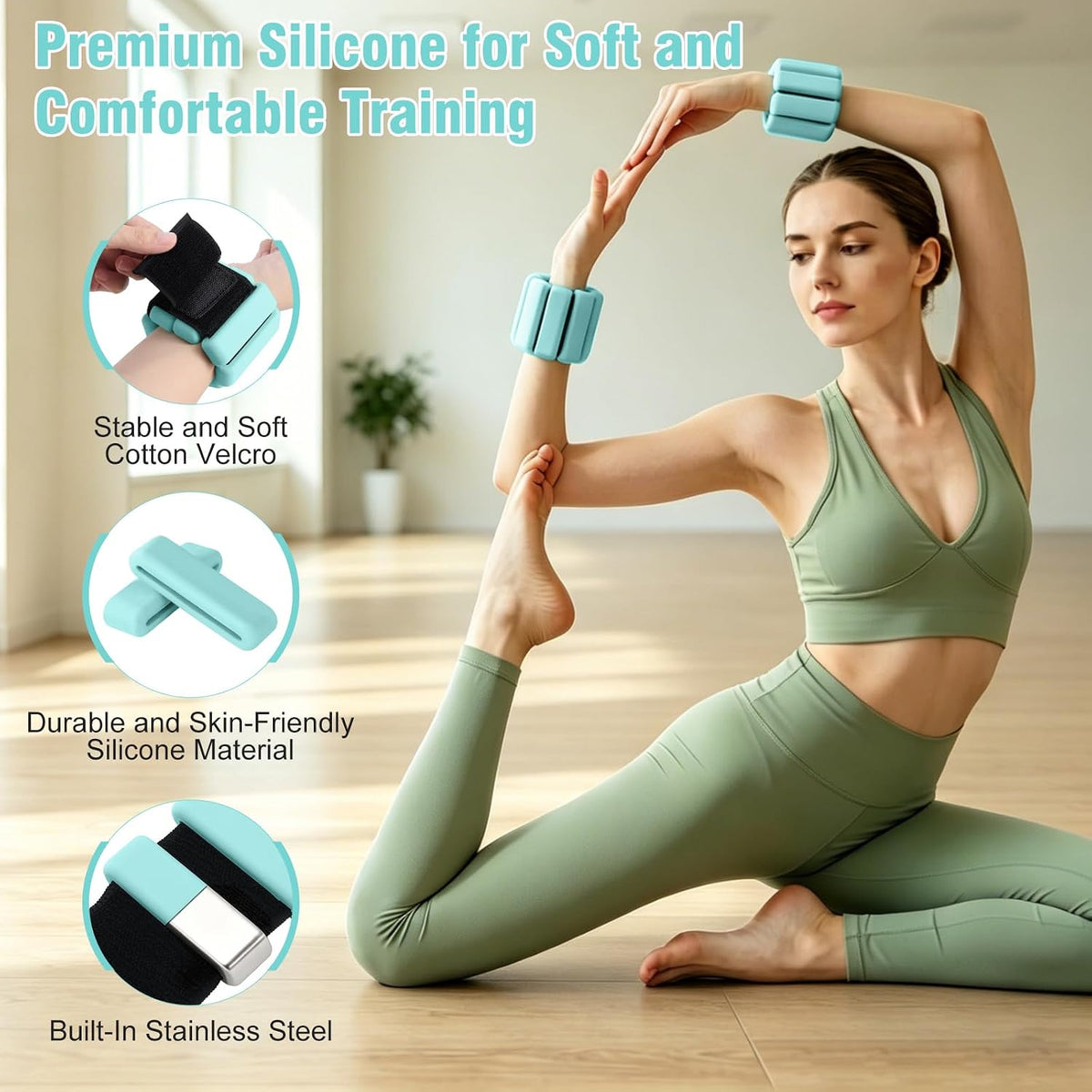 Ankle Wrist Weights for Women Men Adjustable Silicone Arm Leg Weight