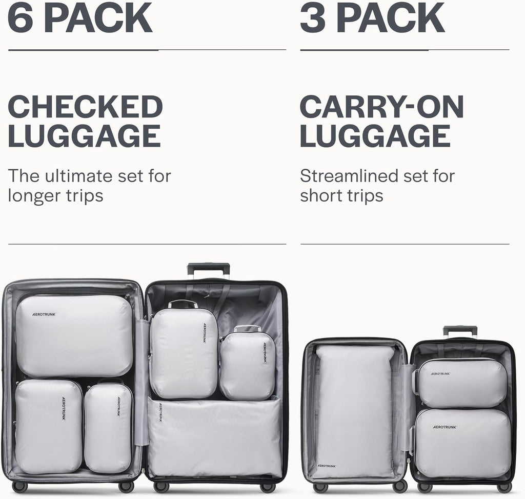 Aerotrunk Ultralight Compression Packing Cubes for Travel, 3-Pack, Grey