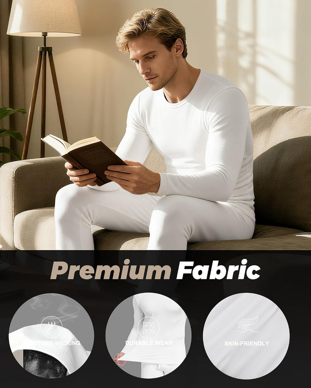 Thermal Underwear for Men Long Johns Set Fleece Lined Winter Cold Weather