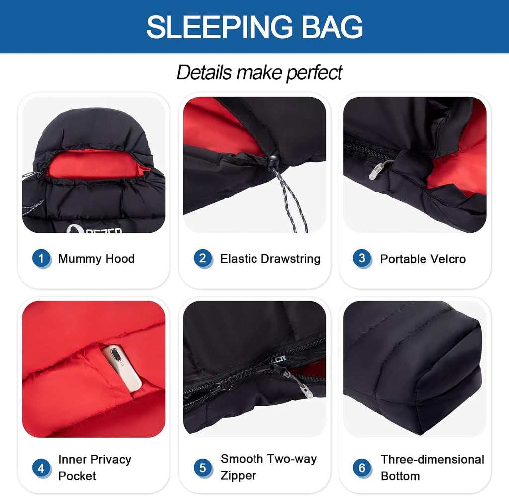 Ultralight Down Sleeping Bag for Adults, 600 Fill Power Backpacking