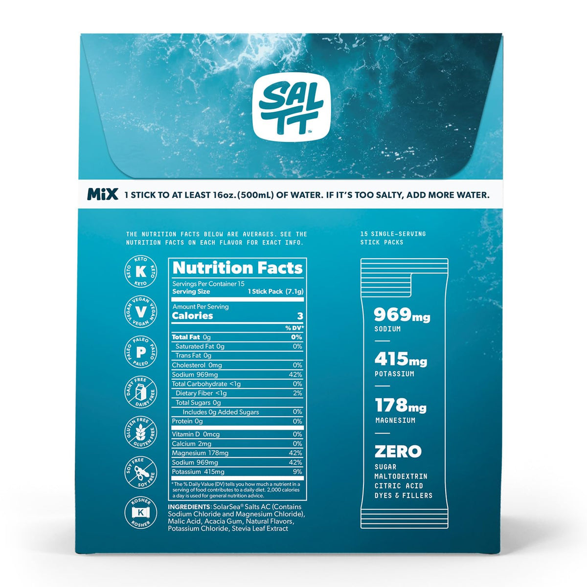 SALTT Electrolyte Packets - All Things Mixed Variety (15 Sticks) Zero Sugar