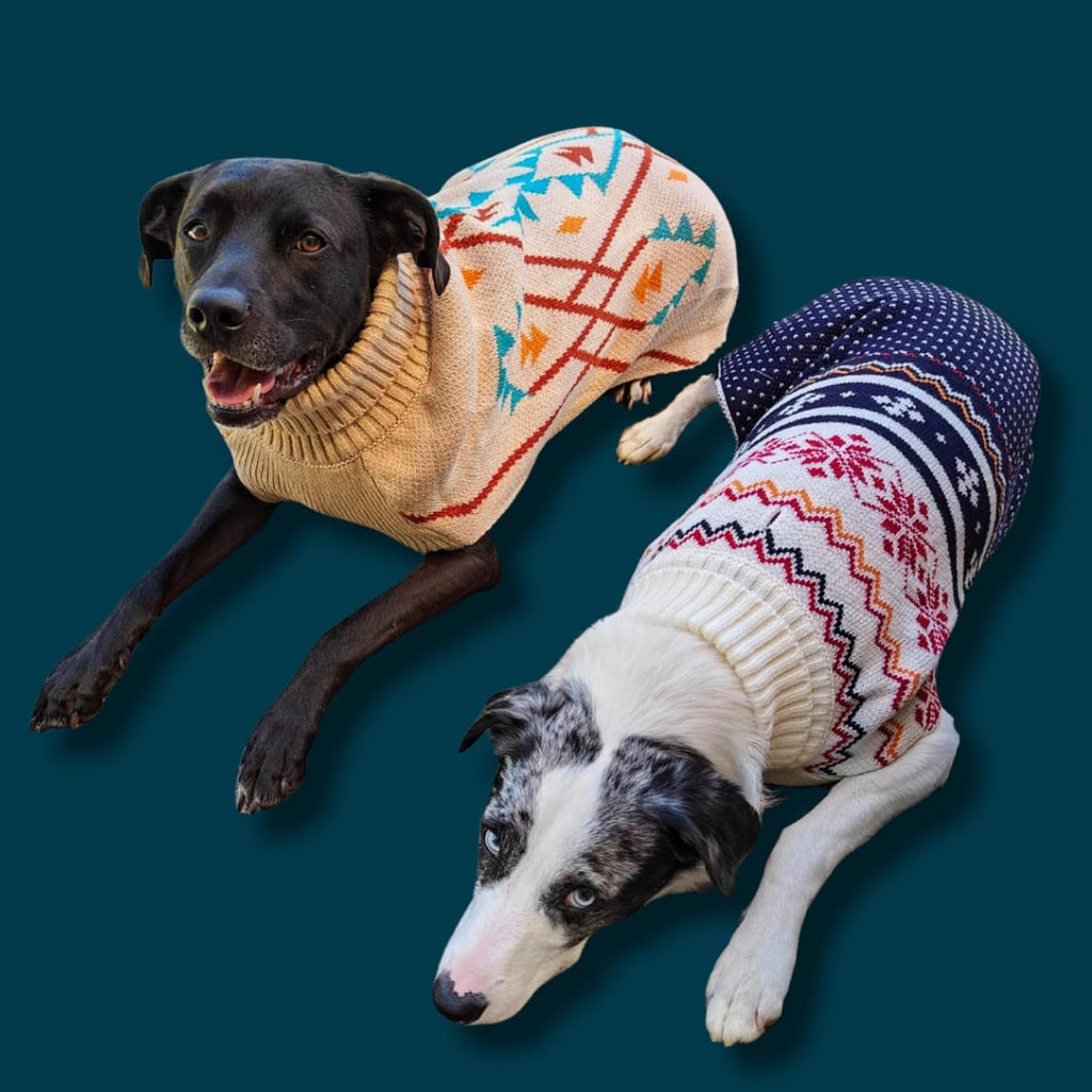 Cozy Acrylic Dog Sweater for Outdoor Adventures—Breathable & Insulating Knit—Classic Fit—Backpacking Gear for Dogs—Dog Hiking Gear—Dog Camping Gear (Medium, Nordic)