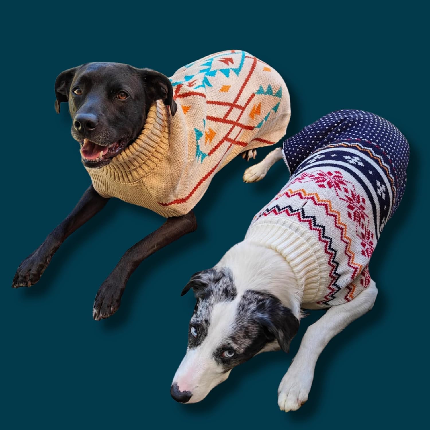 Cozy Acrylic Dog Sweater for Outdoor Adventures—Breathable & Insulating Knit—Classic Fit—Backpacking Gear for Dogs—Dog Hiking Gear—Dog Camping Gear (Medium, Nordic)