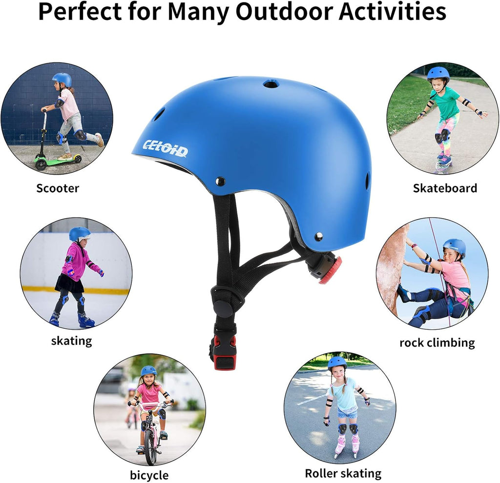 Kids Bike Skateboard Helmet Pad Set,Toddler Cyling Protective Gear Knee & Elbow Pads Wrist Guards for 5-8-10-12-14-16 Years Girls Boys Bicycle Scooter Roller Skate Inline Skating Rollerblading