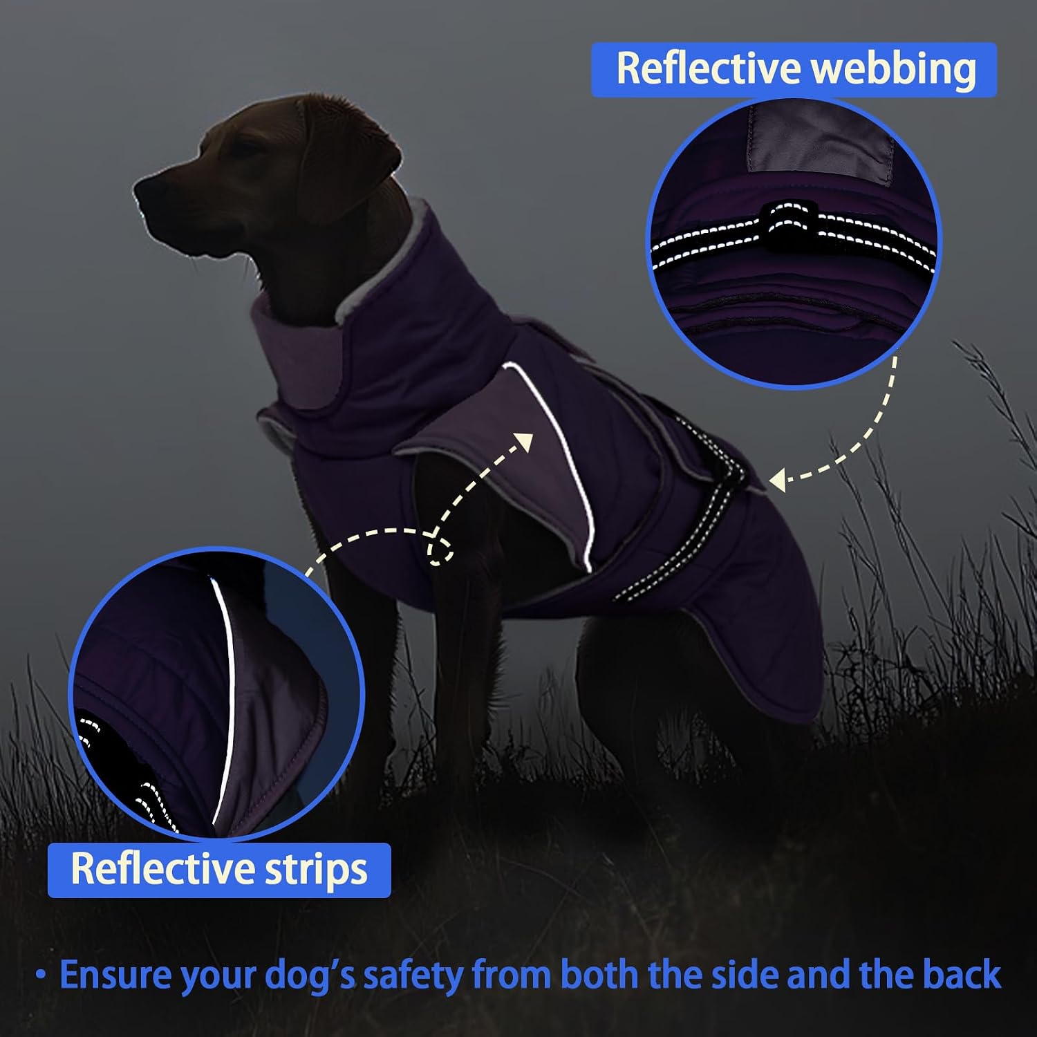 MIGOHI Cozy Small Dog Coat - Reflective Dog Coat for Small Dogs,Fleece Winter Coats Jacket for Dogs with Leash Hole,Snowproof Thick Puppy Clothes,Pomeranian,Chihuahua,XS,Purple