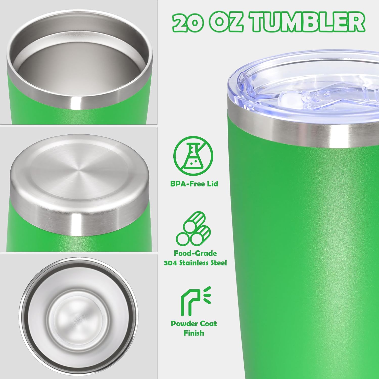 20oz Tumbler Stainless Steel Tumbler Coffee Tumbler with Lid Green, 4P