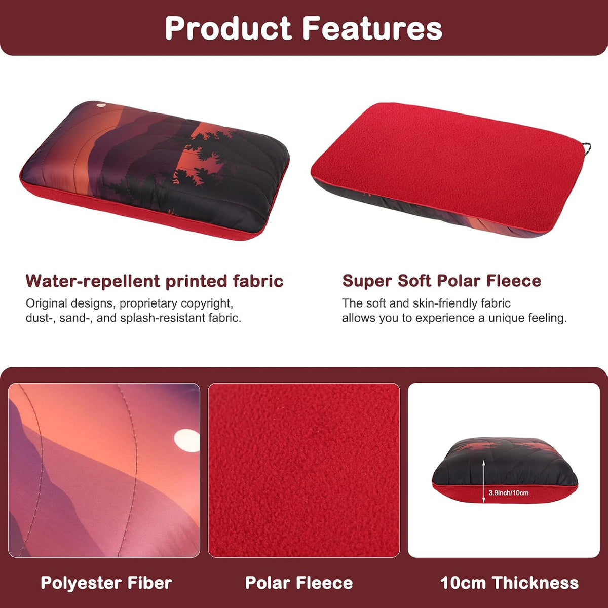Camping Pillow Memory Foam Travel Pillow Packable Backpacking