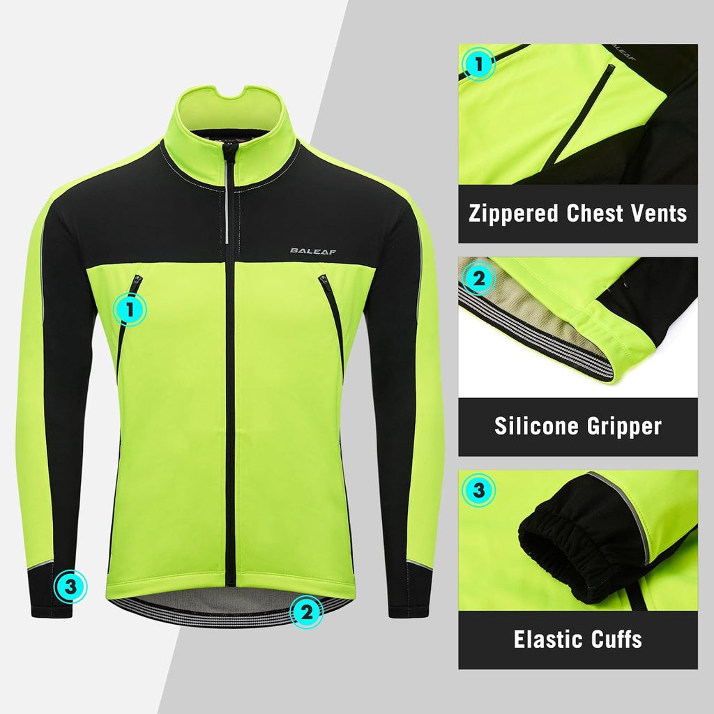 baleaf Men's Cycling Winter Jacket Windproof Softshell Thermal Warm Pockets