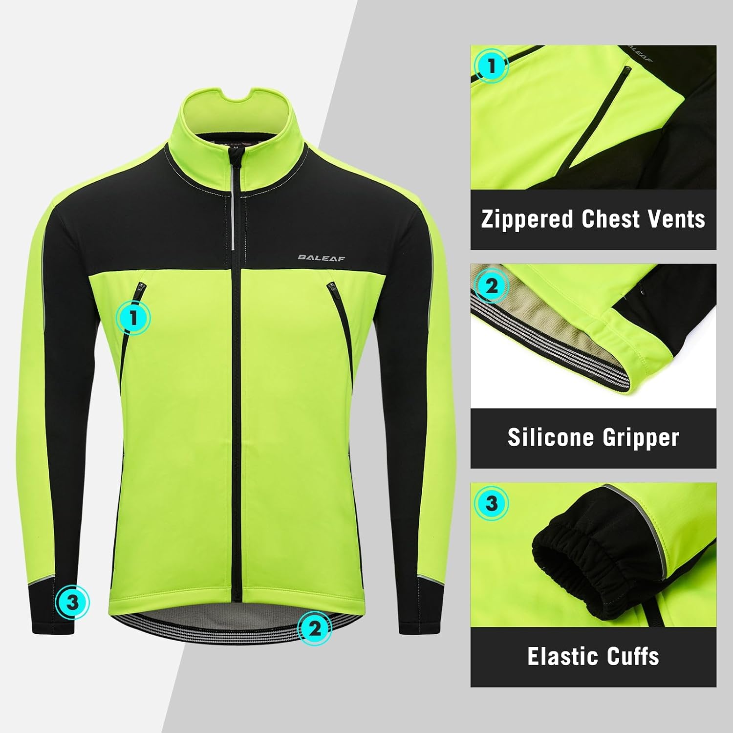 baleaf Men's Cycling Winter Jacket Windproof Softshell Thermal Warm Pockets