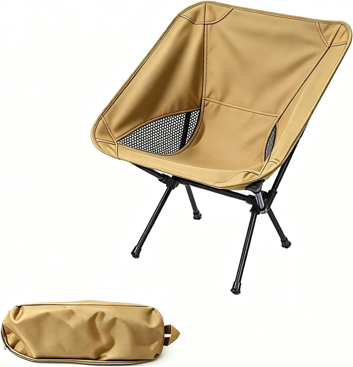 Wind Tour Portable Camping Chair Lightweight Foldable Outdoor Chair for Hiking Camp Backpacking Lawn Beach Fishing Picnic with Carry Bag (High-Back | Black-2)