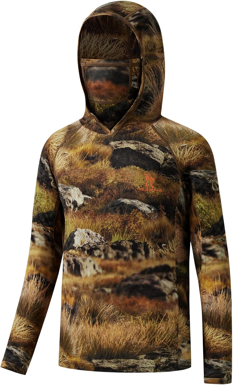 Youth UPF 50+ Camo Hunting Hoodie Shirt with Face Mask