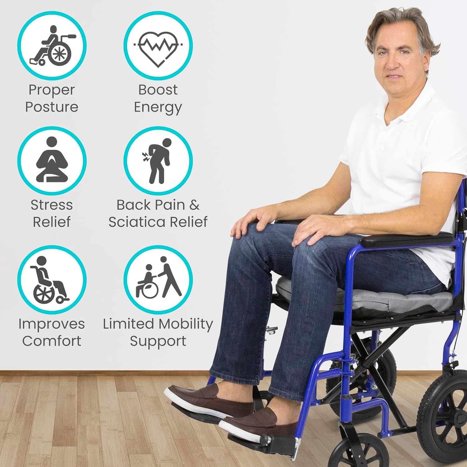 Vive Inflatable Wheelchair Air Seat Cushion - Adjustable Air Pressure