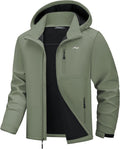 WULFUL Men's Softshell Jacket Waterproof Lightweight Insulated Windbreaker Fleece Lined Rain Shell Jacket for Hiking Travel