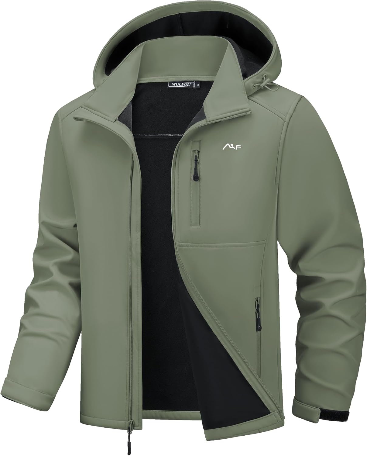 WULFUL Men's Softshell Jacket Waterproof Lightweight Insulated Windbreaker Fleece Lined Rain Shell Jacket for Hiking Travel