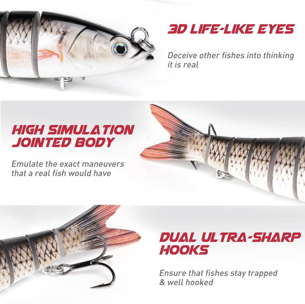 GOTOUR Jointed Swimbaits, Easy Catch Fishing Lures for Bass Trout Crappie