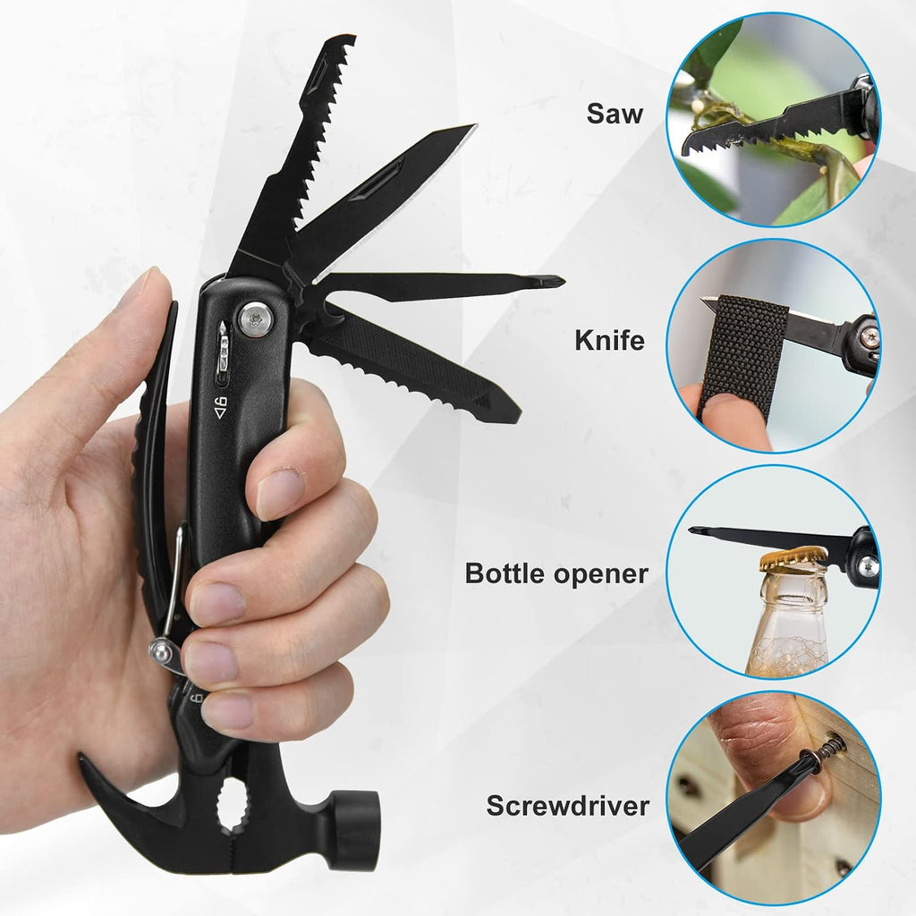 BIIB Gifts for Men, 12 in 1 Hammer Multitool, Stocking Stuffers for Men