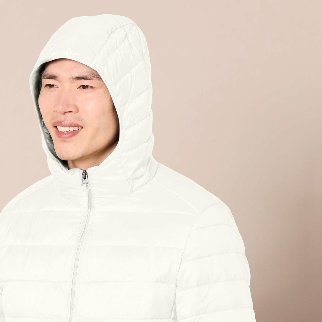 Amazon Essentials Men's Lightweight Water-Resistant Packable Hooded Puffer Jacket