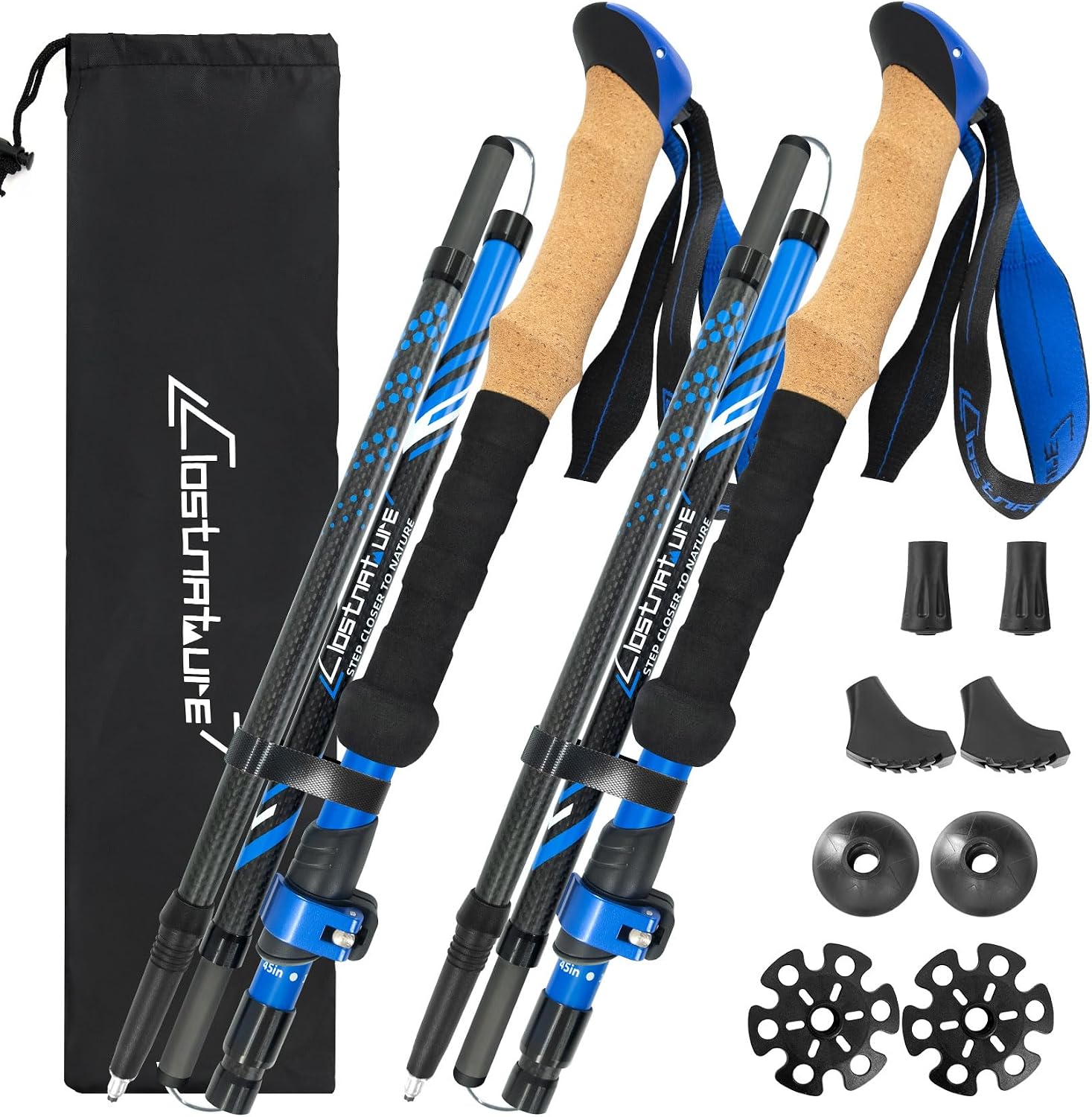 Clostnature Carbon Fiber Collapsible Trekking Poles for Hiking, Walking