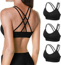VEQKING Strappy Cross Back Women Sports Bras with Removable Cups