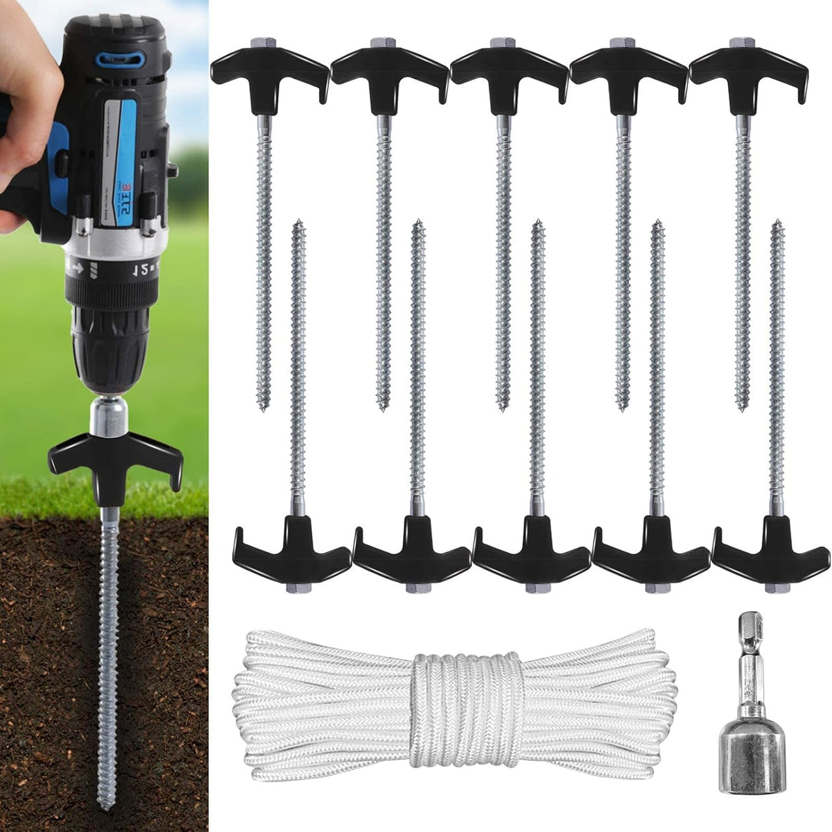 ABCCANOPY Tent Stakes 11" 10 Pcs Non-Rust Metal Ground Anchors Orange
