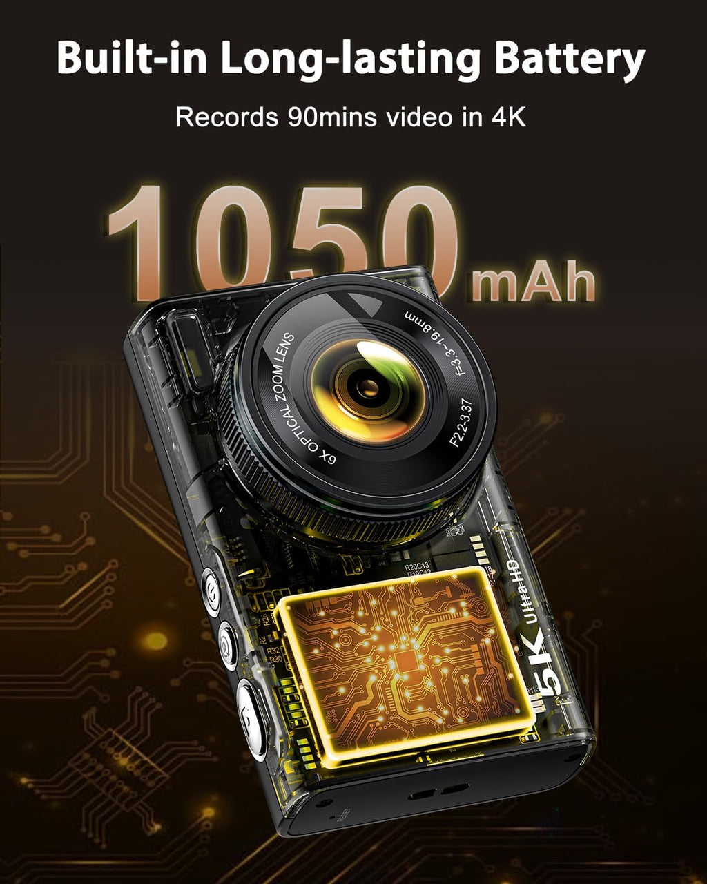 5K Digital Camera for Photography 96MP Dual Cameras with 6X Optical Zoom