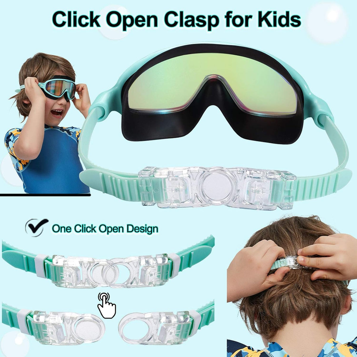 Seago Swim Goggles for Kids 3-14 Anti-Fog & UV Wide Clear View Boys Girls