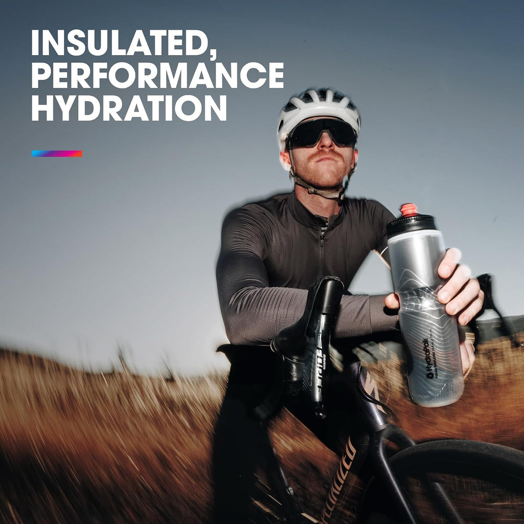 HydraPak Polar Surge Insulated Bike Water Bottle (24oz, Ascent Silver)