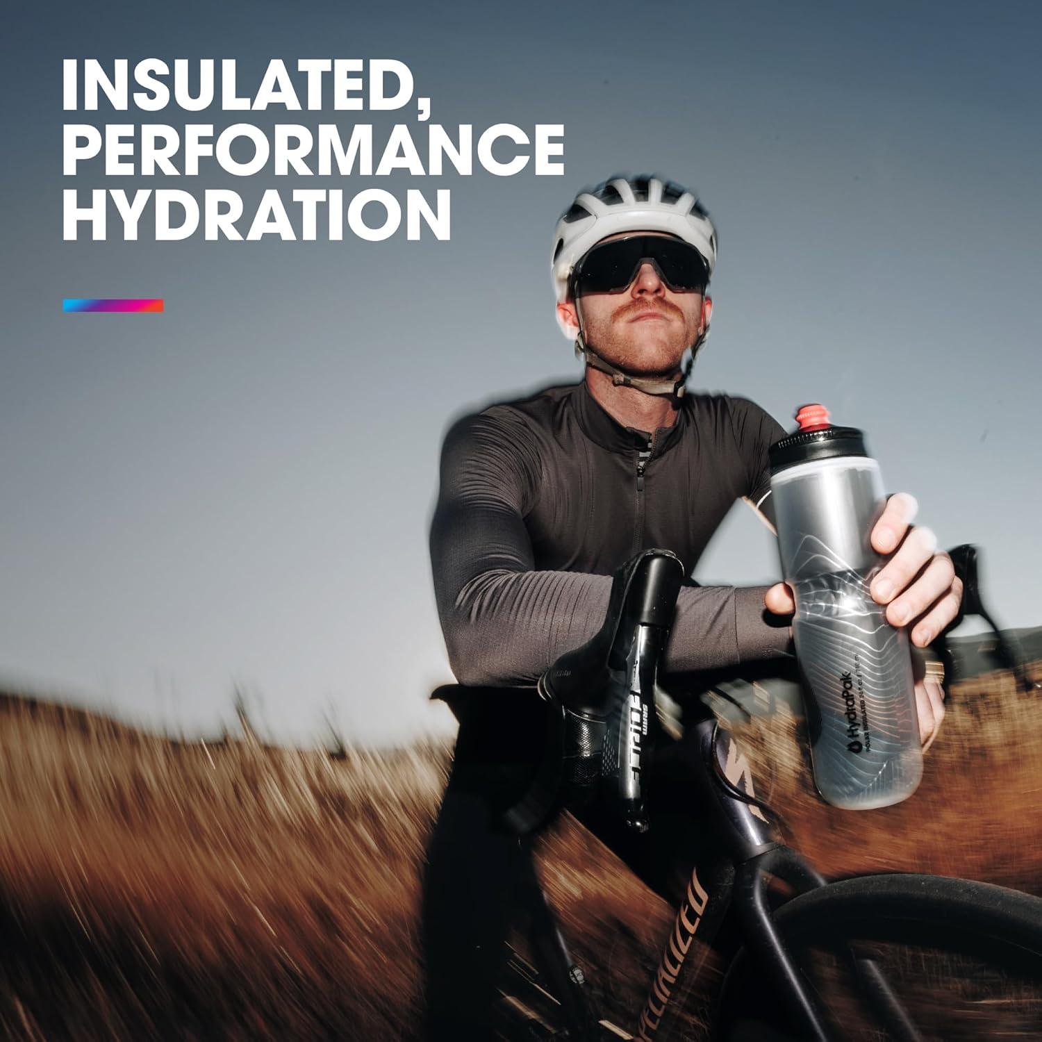 HydraPak Polar Surge Insulated Bike Water Bottle (24oz, Ascent Black)