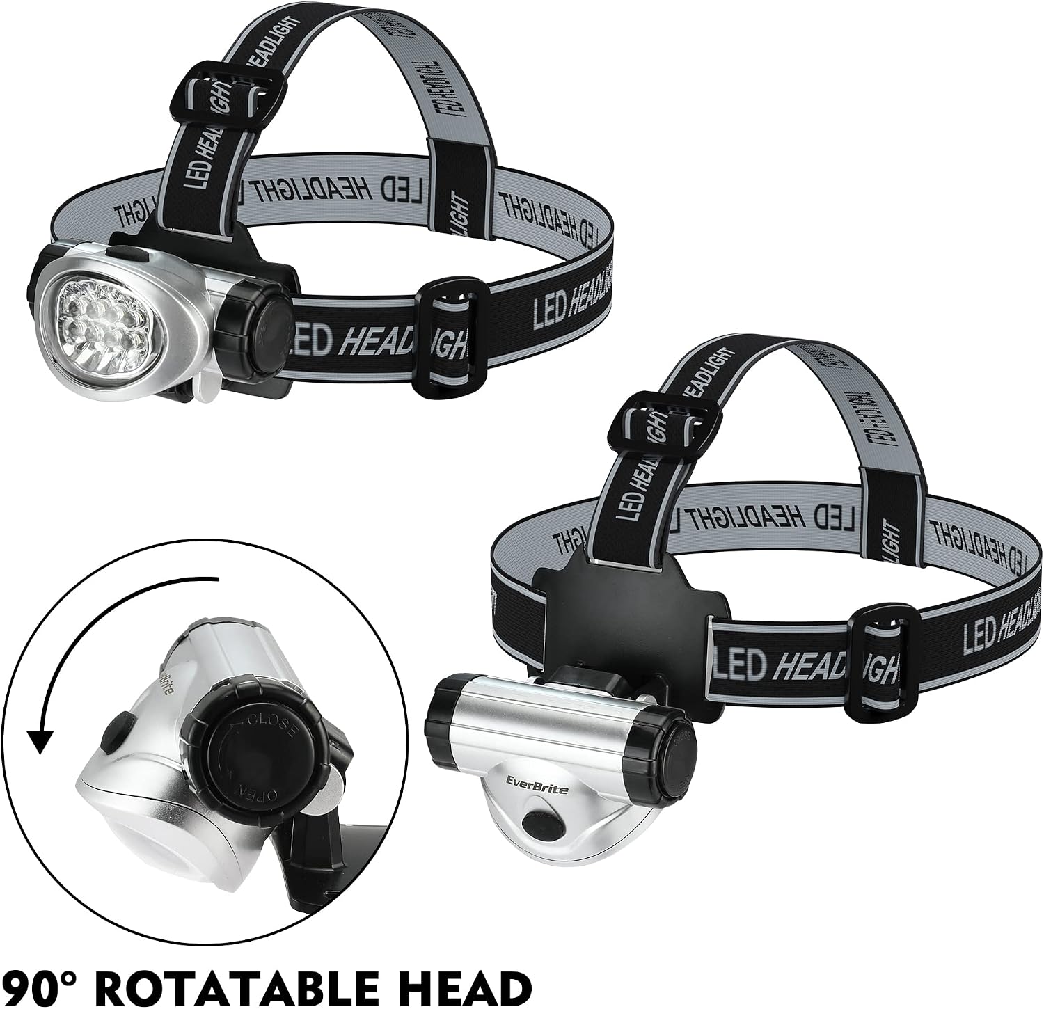 EverBrite 5 Pack LED Headlamp, Pivoting Head with Adjustable Headband