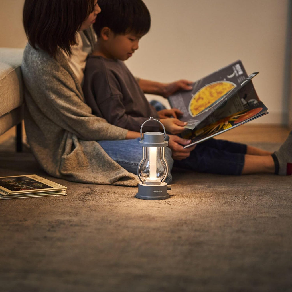BALMUDA The Lantern | Rechargeable LED Lantern | 3 Light Modes: Candle, Amber, & Warm White | Battery Operated | Lightweight | Water-Resistant | US Version | Gray