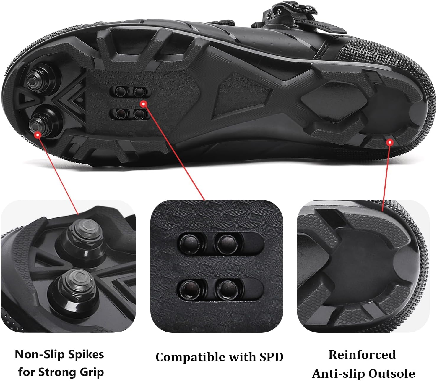 KESCOO Mens Mountain Bike Shoes with 2-Bolts SPD Cleats Cycling Shoes