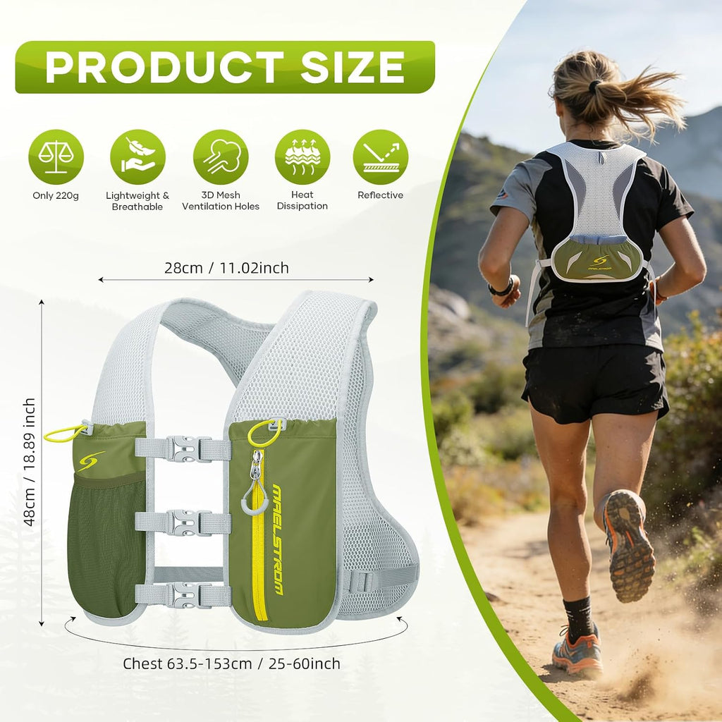 Maelstrom Running Vest, Lightweight Hydration Pack with 500ml Soft Flask