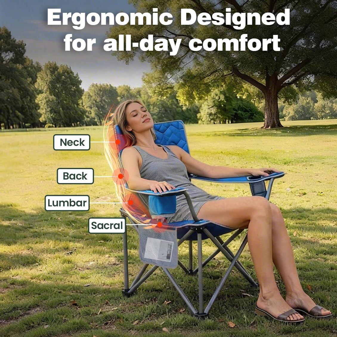 SUNNYFEEL Oversized Camping Chair for Adults, Heavy Duty 500LBS Blue