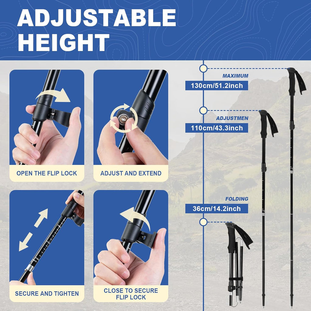 FrutPunch 2 Pack Aircraft-Grade Aluminum Alloy Trekking Poles for Hiking