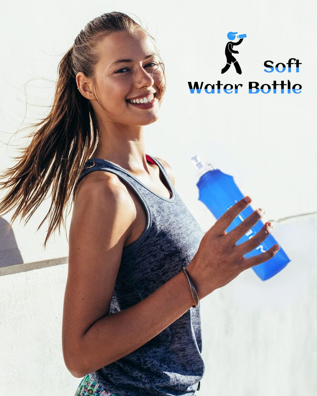 WRELS TPU Soft Flask Lightweight Portable Reusable Water Bottle,BPA Free Collapsible Flask for Hydration Pack in Running Hiking Cycling and Marathon