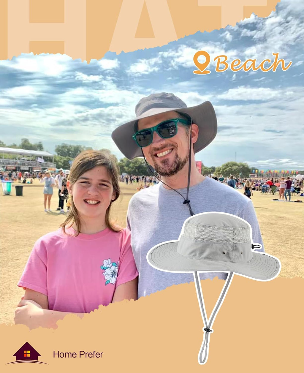 Home Prefer UPF 50+ Men's Sun Hat Wide Brim Bucket Hat UV Protection Hat for Mens Womens Beach Safari Gardening Golf Fishing