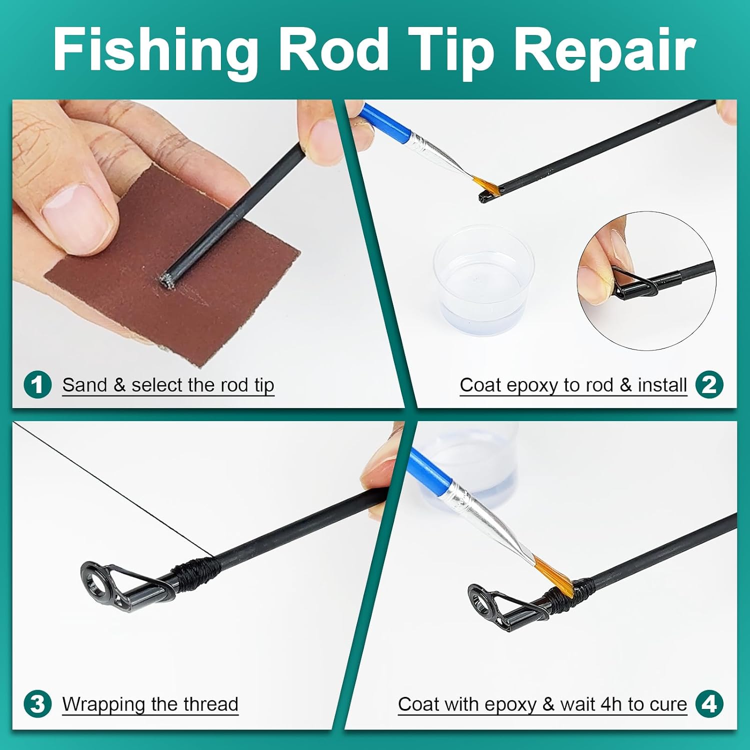 Fishing Rod Repair Kit - 3-in-1 Fishing Pole Complete Supplies Kit