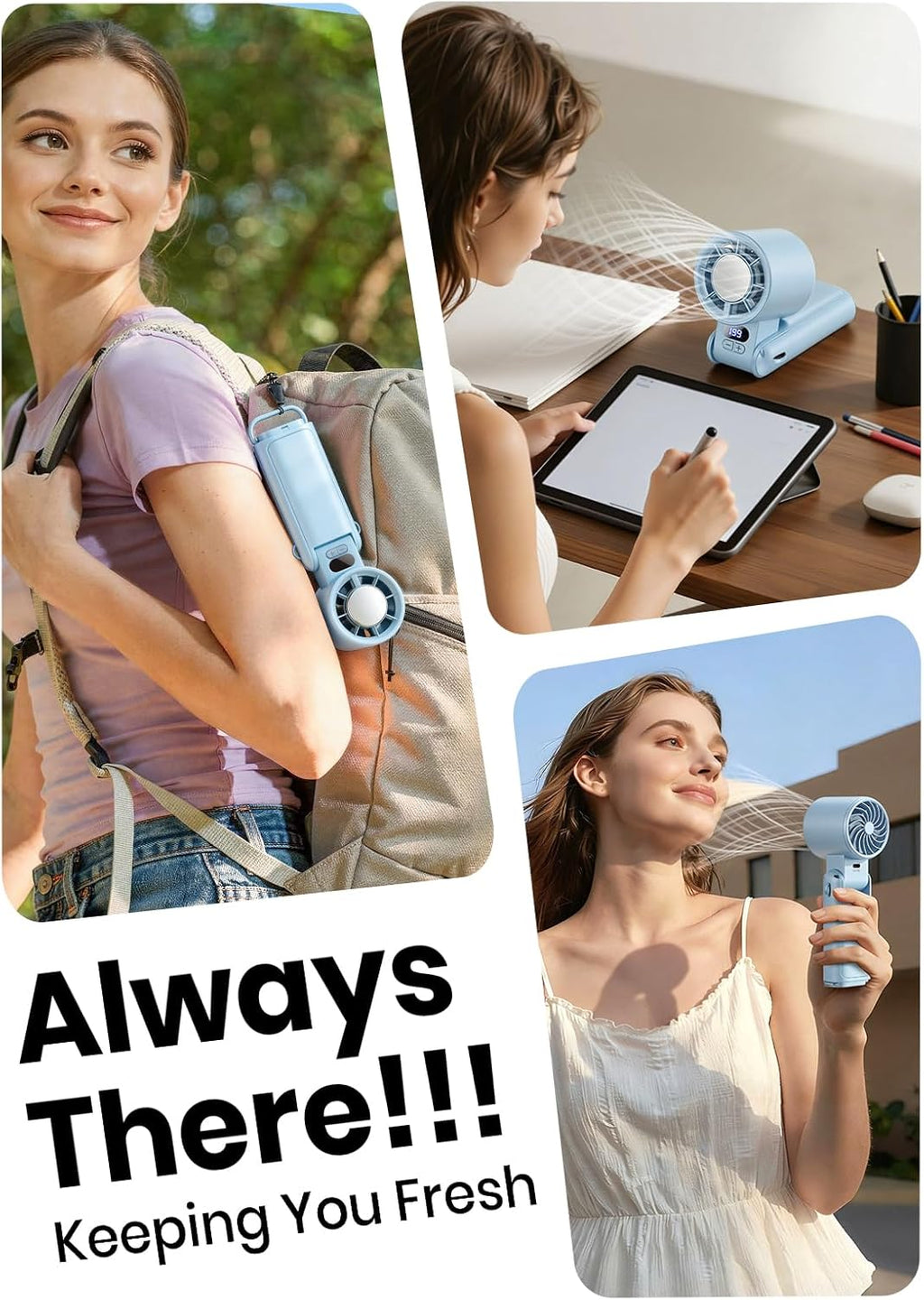 Portable Handheld Turbo Fan, 1-199 Speed Adjustable, Blue
