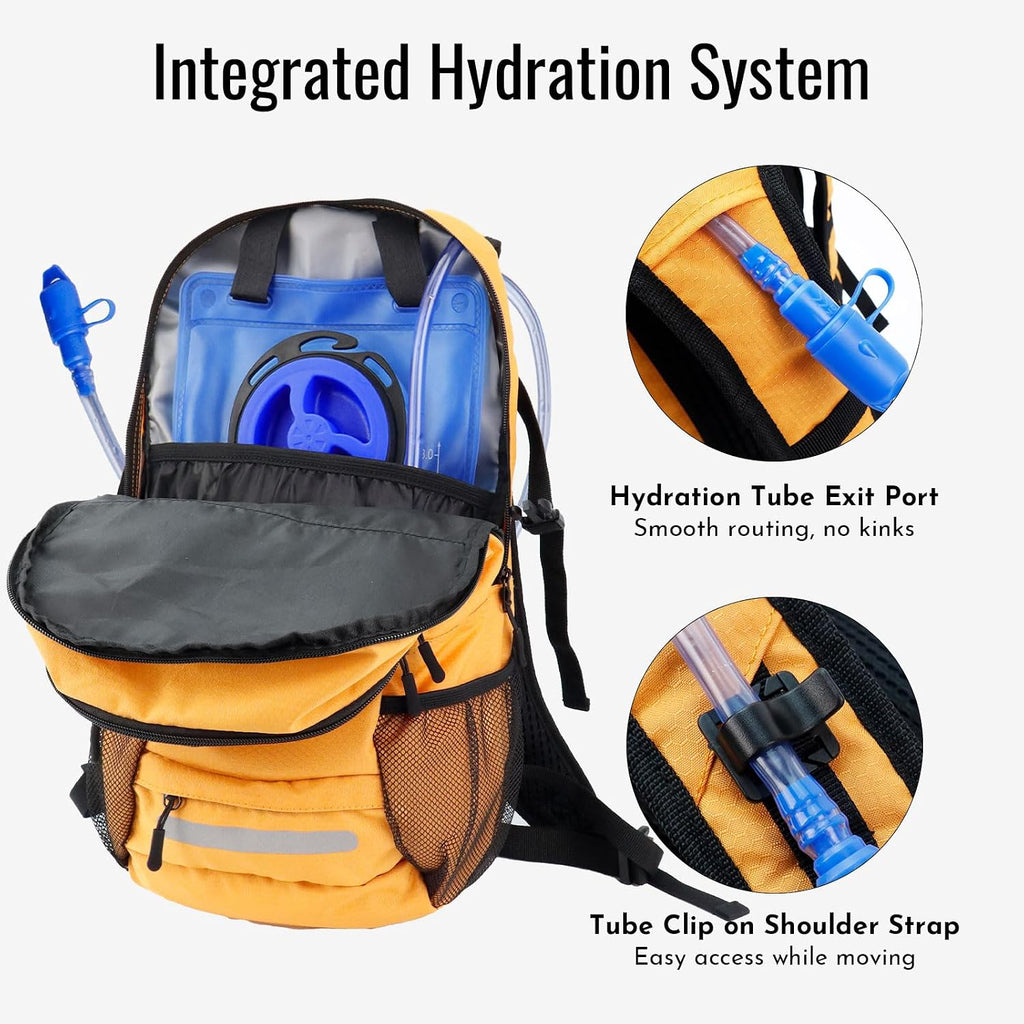 Zavothy 20L Multipurpose Hiking Backpack with 3L Water Bladder – Durable Hydration Backpack with Insulated Bladder Compartment, Hidden Helmet Holder & Rain Cover – for Hiking, Commuting, and Camping