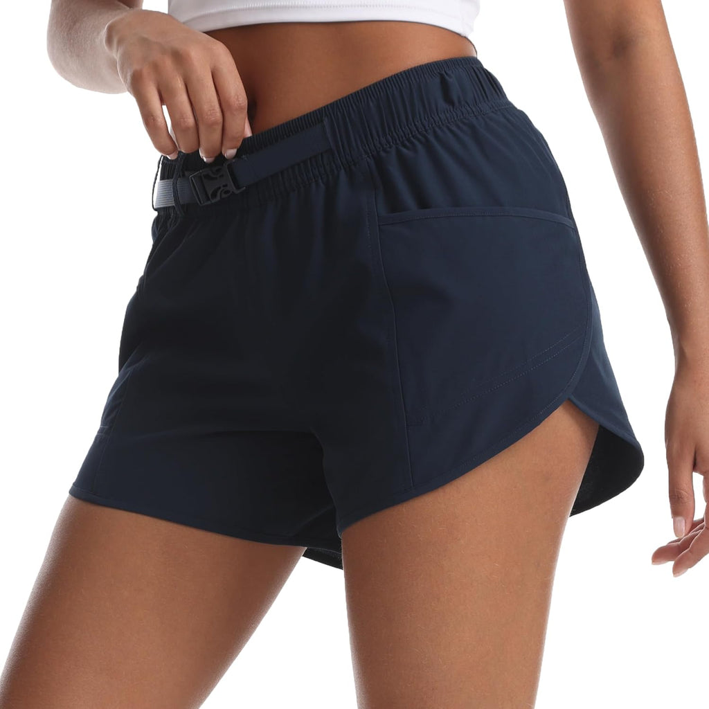 Women's Athletic Hiking Shorts with Liner Quick-Dry Workout Running Shorts