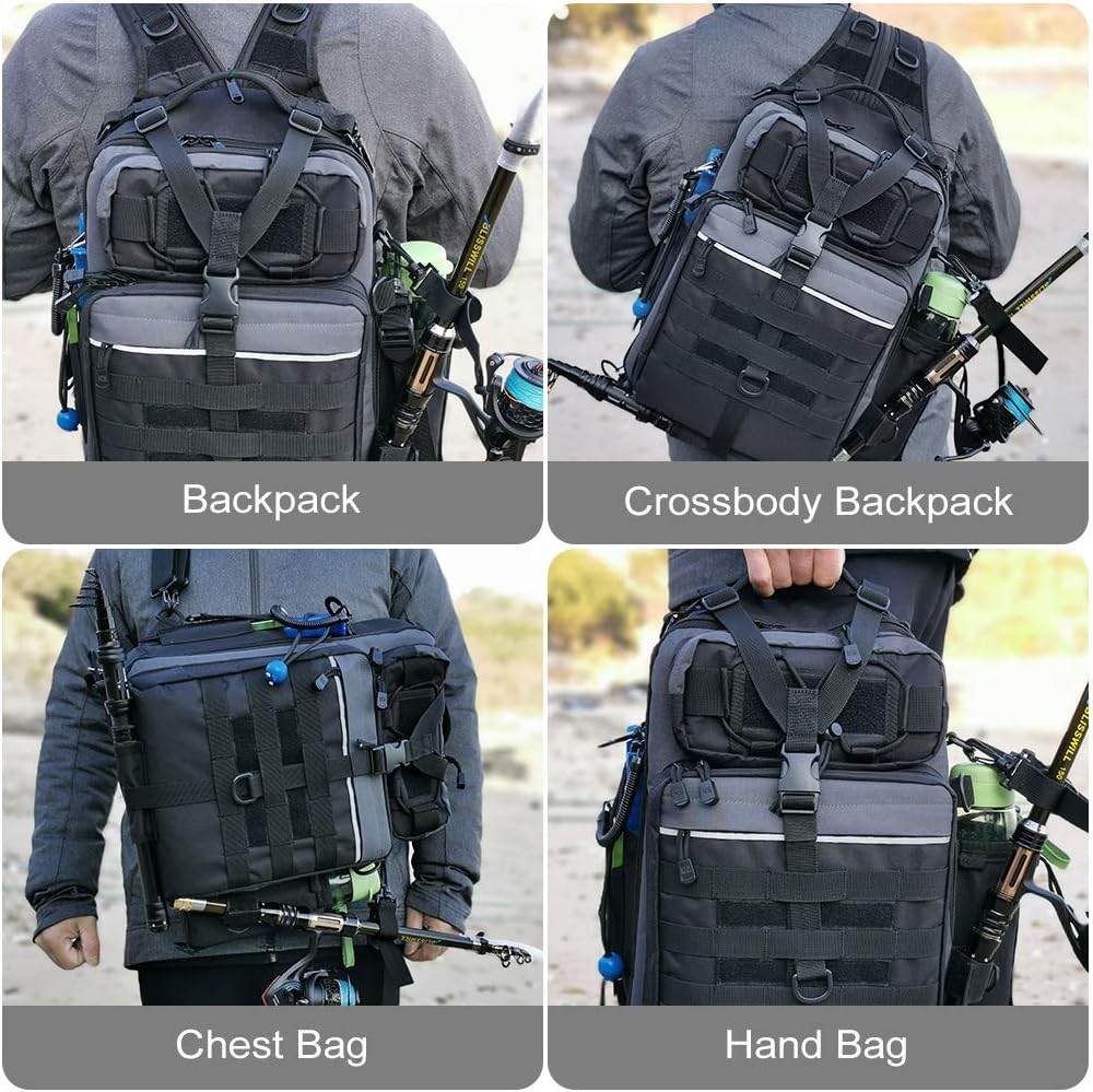 BLISSWILL Outdoor Tackle Bag - Large Water-Resistant Fishing Backpack