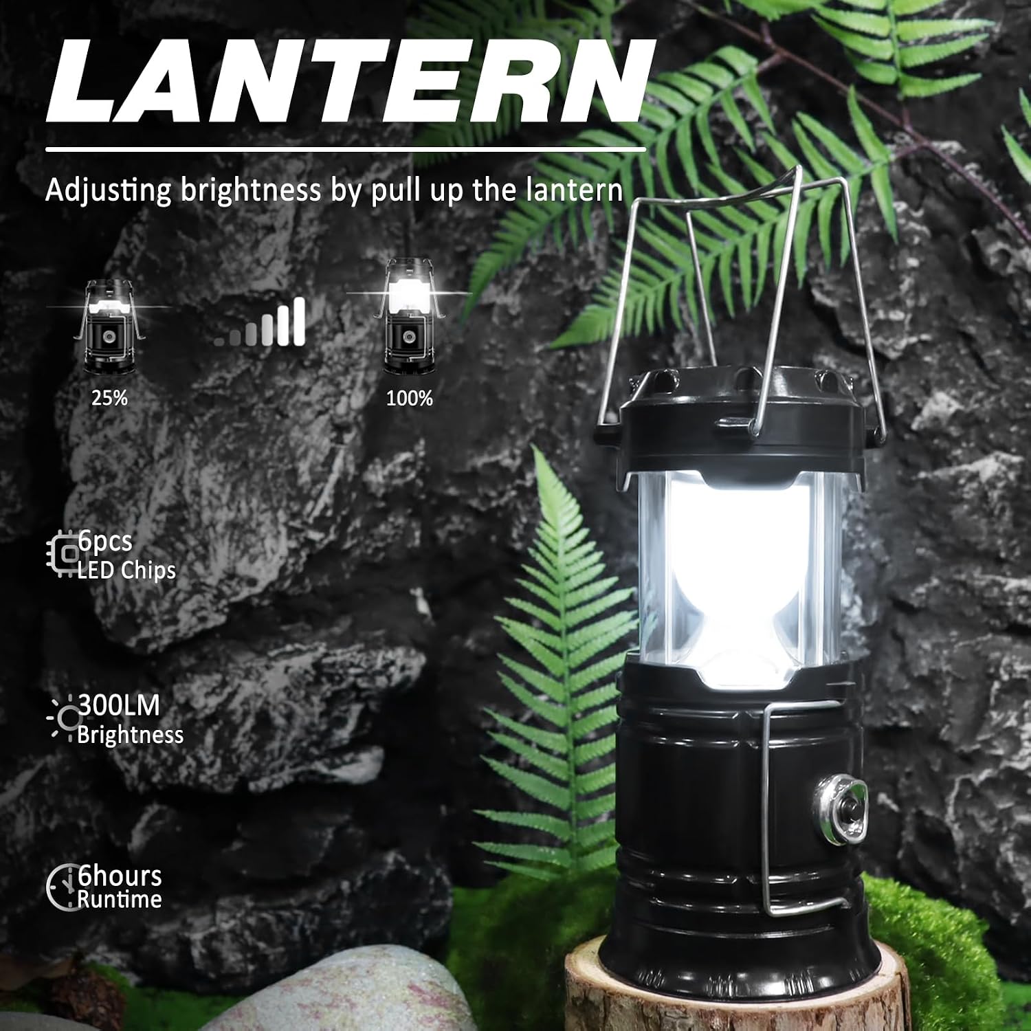DIBMS 2-Pack Solar Camping Lantern, Collapsible Flashlight Emergency Lights