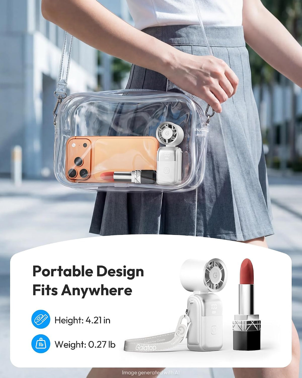 Gaiatop Portable Mini Fan Handheld, 3-in-1 Foldable Pocket Fan, Up to 15H